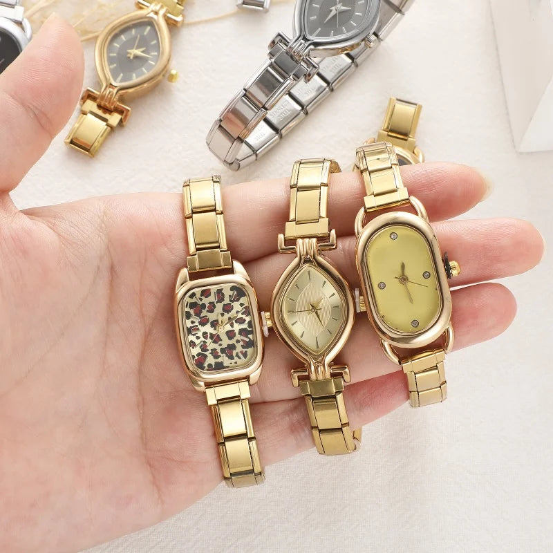 Fashion Women's Stainless Steel Oval Shiny Watch 9mm Fit Bracelet For Party Friend Wife Birthday DIY Jewelry Gifts