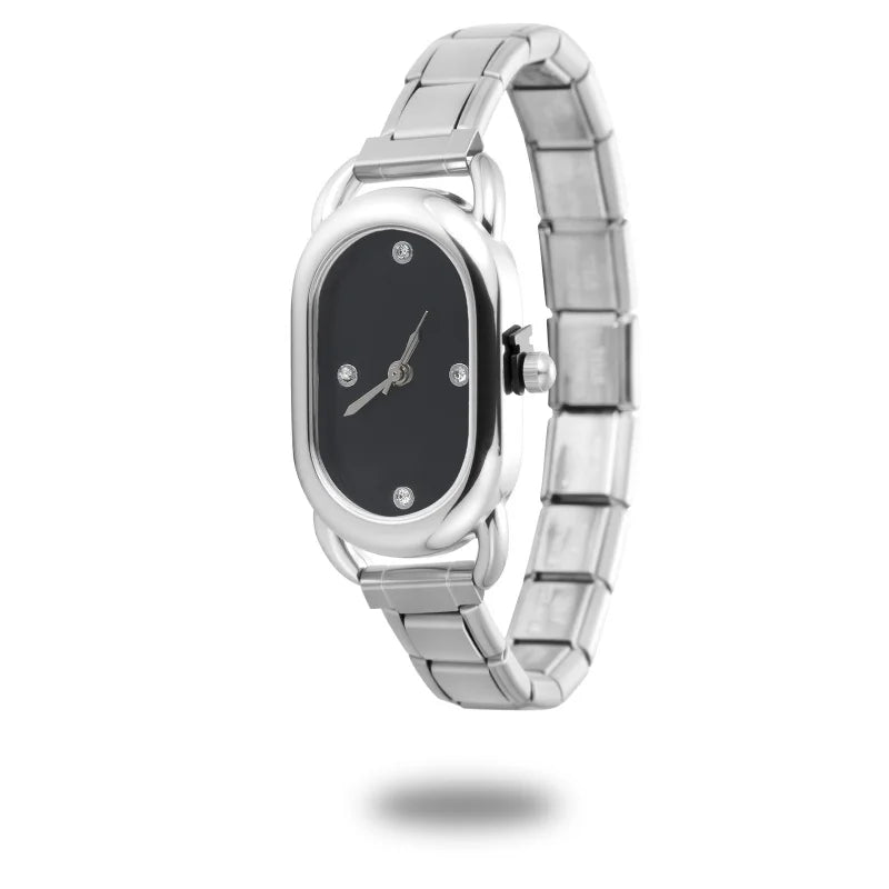 Fashion Women's Stainless Steel Oval Shiny Watch 9mm Fit Bracelet For Party Friend Wife Birthday DIY Jewelry Gifts