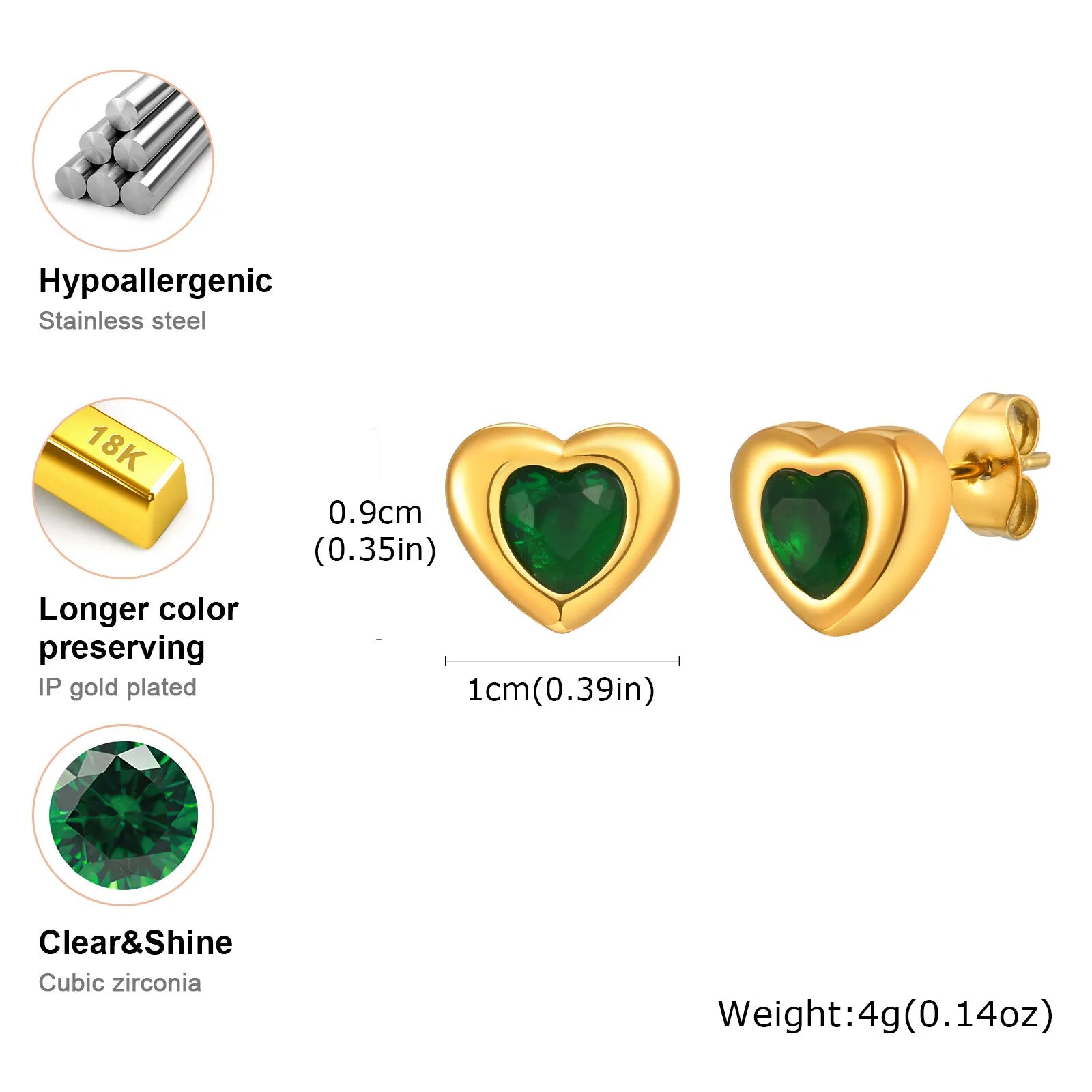 Retro Green Zircon Pendant Necklace for Women | Stainless Steel Gold Chain | Elegant Crystal Jewelry Gift