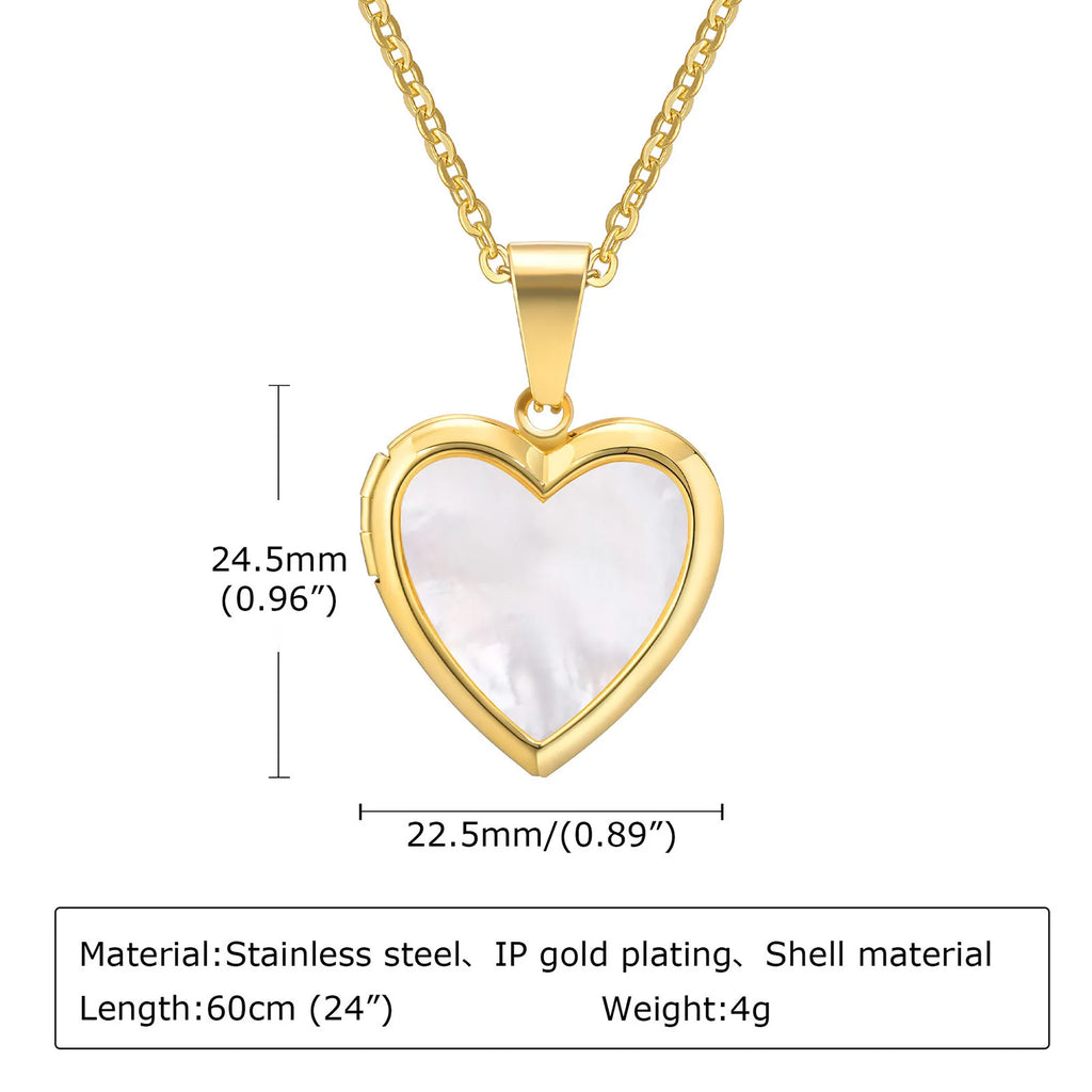 Openable Heart Locket Necklace for Women | Gold Stainless Steel Pendant Photo Frame Jewelry