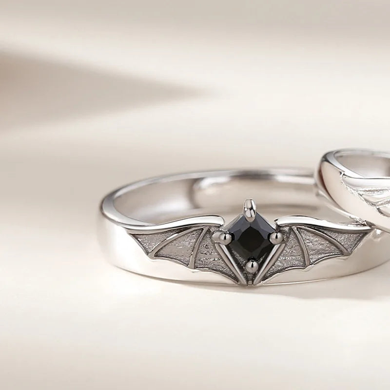 Adjustable Angel & Demon Couple Rings – Romantic Wings Design Fashion Engagement Jewelry Set