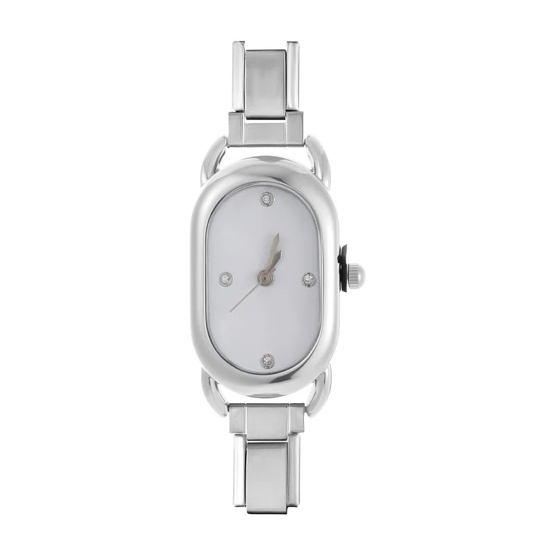 Fashion Women's Stainless Steel Oval Shiny Watch 9mm Fit Bracelet For Party Friend Wife Birthday DIY Jewelry Gifts