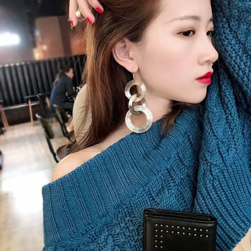 Shiny Mesh Hoop Earrings for Women – Rhinestone Inlaid Fashion Party Jewelry