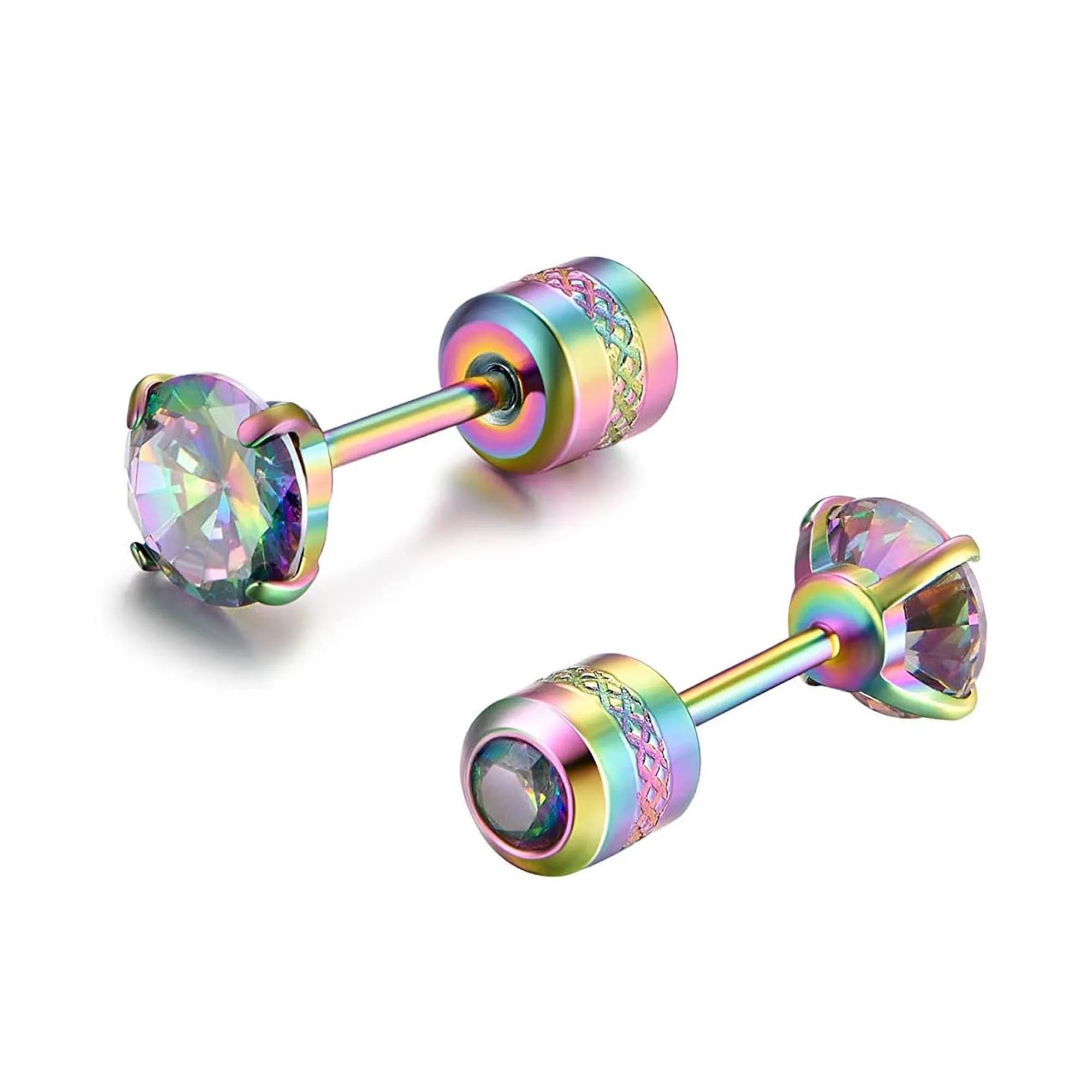 Medical Stainless Steel Zircon Cartilage Stud – Hypoallergenic Screw-Back Piercing Jewelry