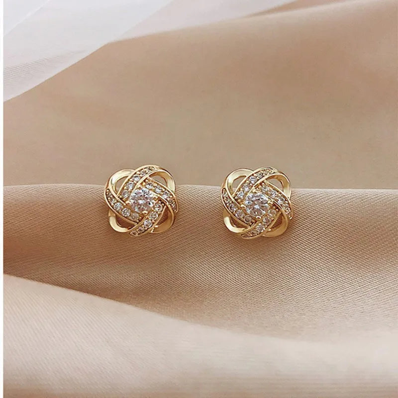 Light Luxury Zircon Cross Stud Earrings for Women – Hollow Geometric Wedding Party Jewelry