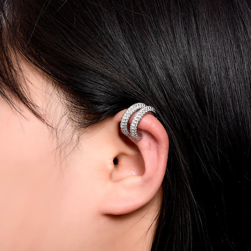 Women’s Round C-Shape Clip-On Earrings – AAA Zirconia Non-Pierced Geometric Jewelry