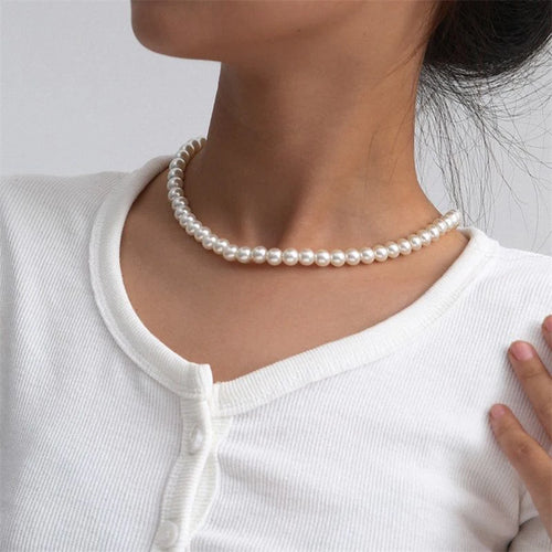 Classic Pearl Choker Necklace – Handmade Vintage Beads Jewelry for Women & Men