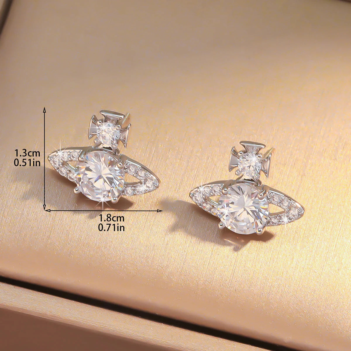 Saturn Crystal Stud Earrings for Women – Chic Sparkling Trendy Jewelry