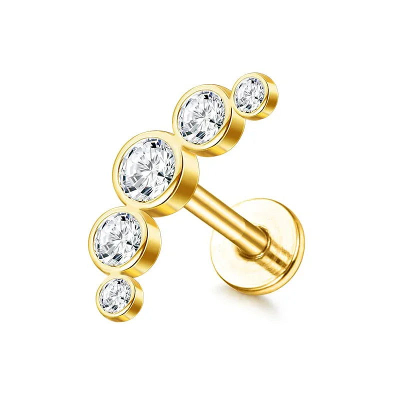 16G Stainless Steel Cartilage Stud Earring for Women – Butterfly/Moon/Flower Helix Tragus Piercing