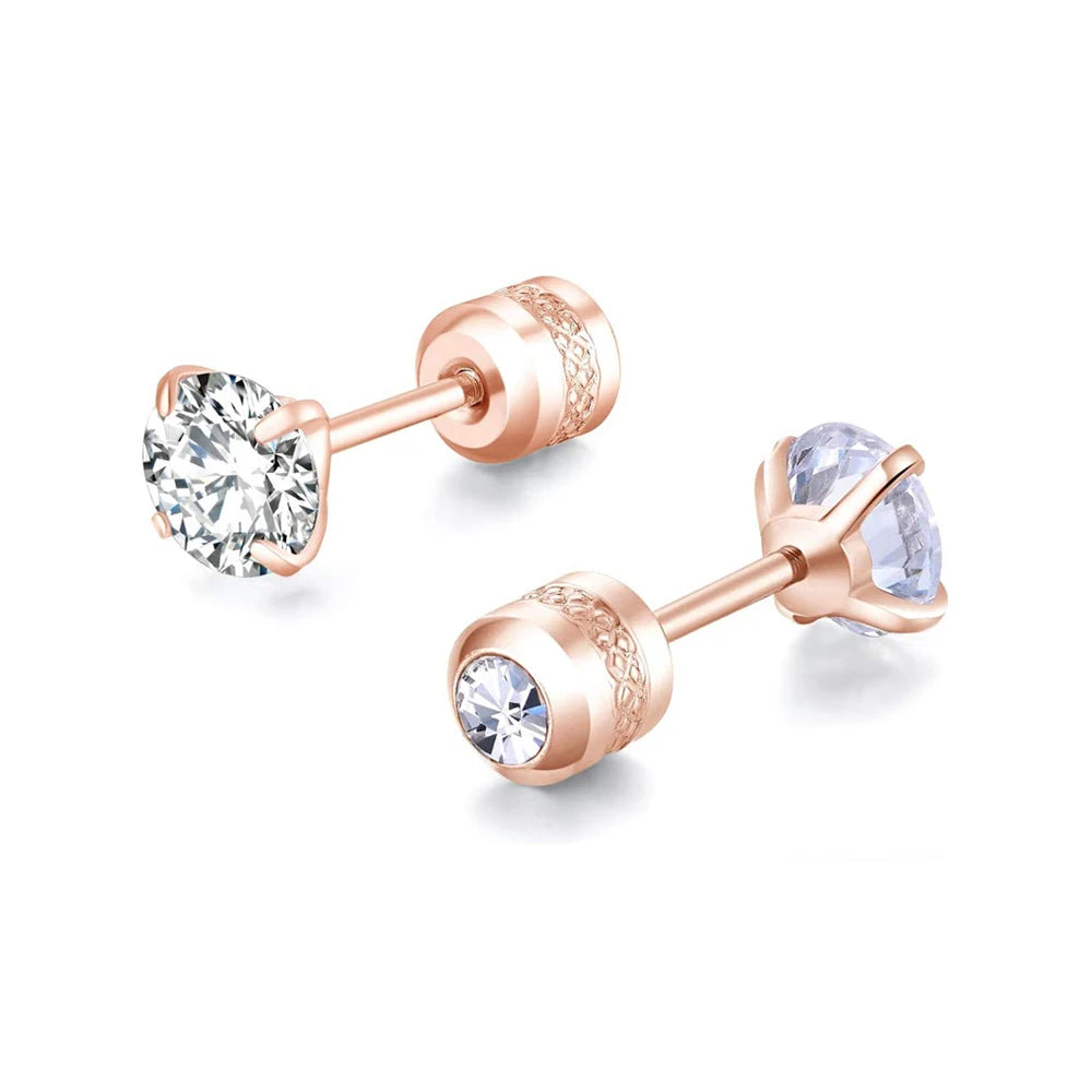 Medical Stainless Steel Zircon Cartilage Stud – Hypoallergenic Screw-Back Piercing Jewelry