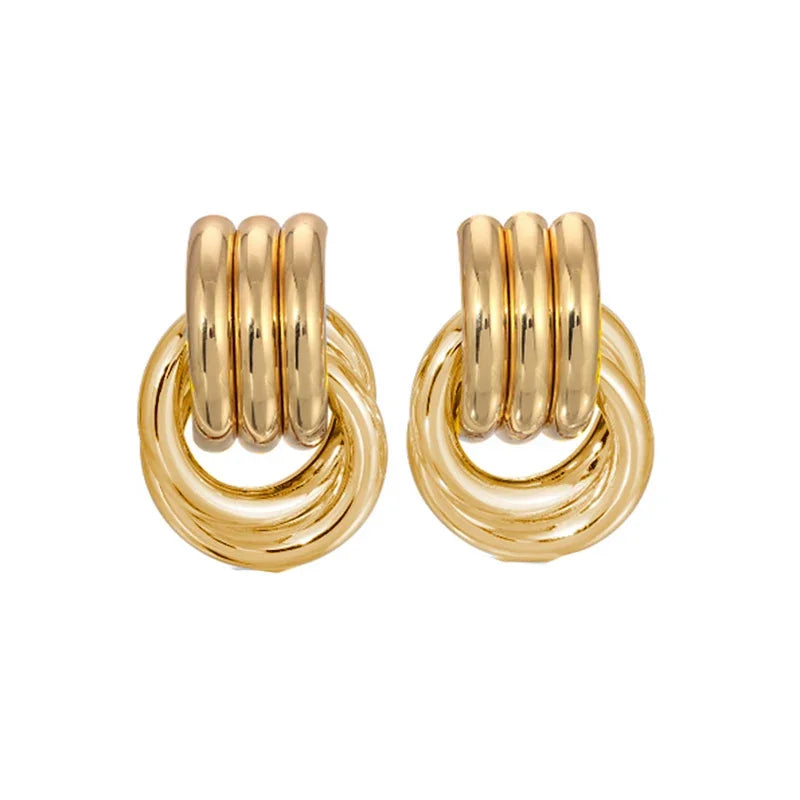 18K Gold Plated Multilayer Twist Knot Drop Earrings for Women – Stainless Steel Statement Jewelry