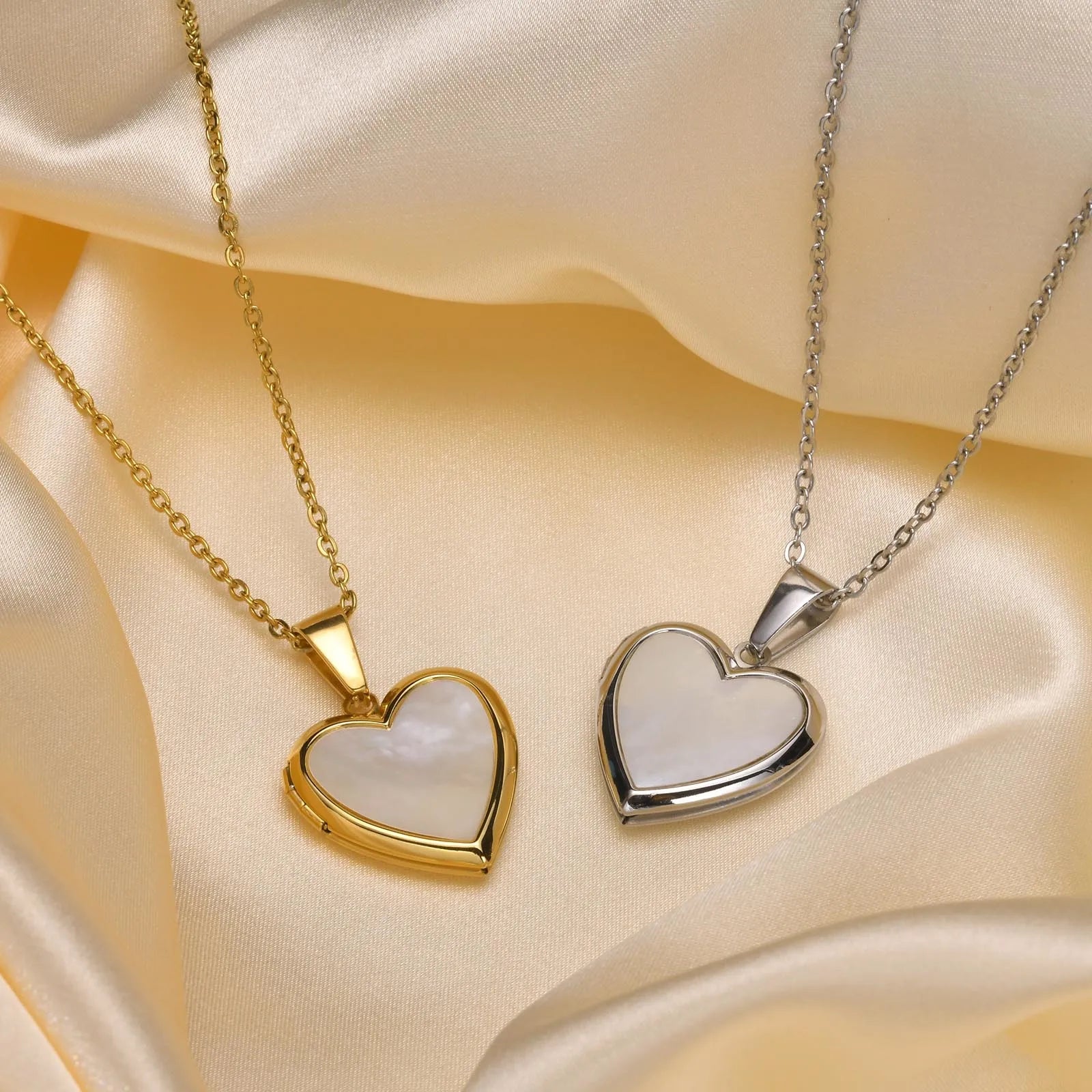 Openable Heart Locket Necklace for Women | Gold Stainless Steel Pendant Photo Frame Jewelry