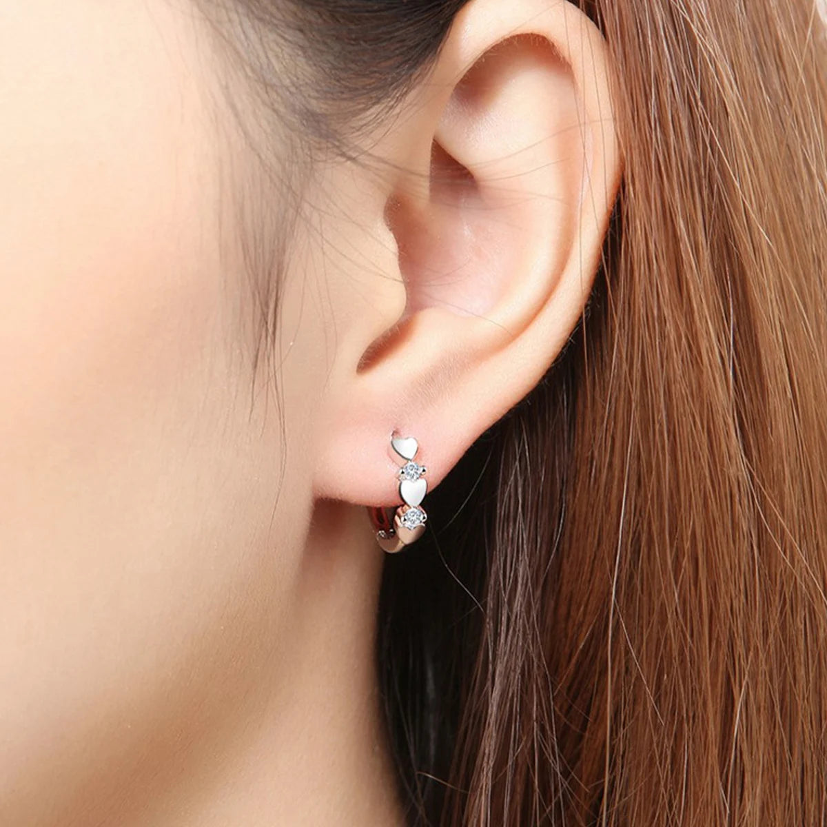 Cute Heart Small Hoop Earrings for Women – Trendy 3-Color Circle Fashion Jewelry