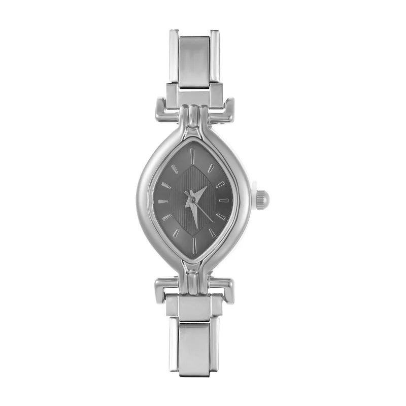 Fashion Women's Stainless Steel Oval Shiny Watch 9mm Fit Bracelet For Party Friend Wife Birthday DIY Jewelry Gifts