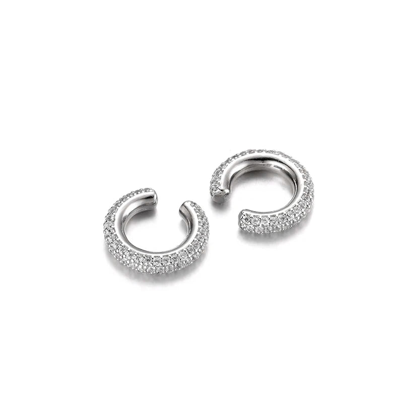 Women’s Round C-Shape Clip-On Earrings – AAA Zirconia Non-Pierced Geometric Jewelry
