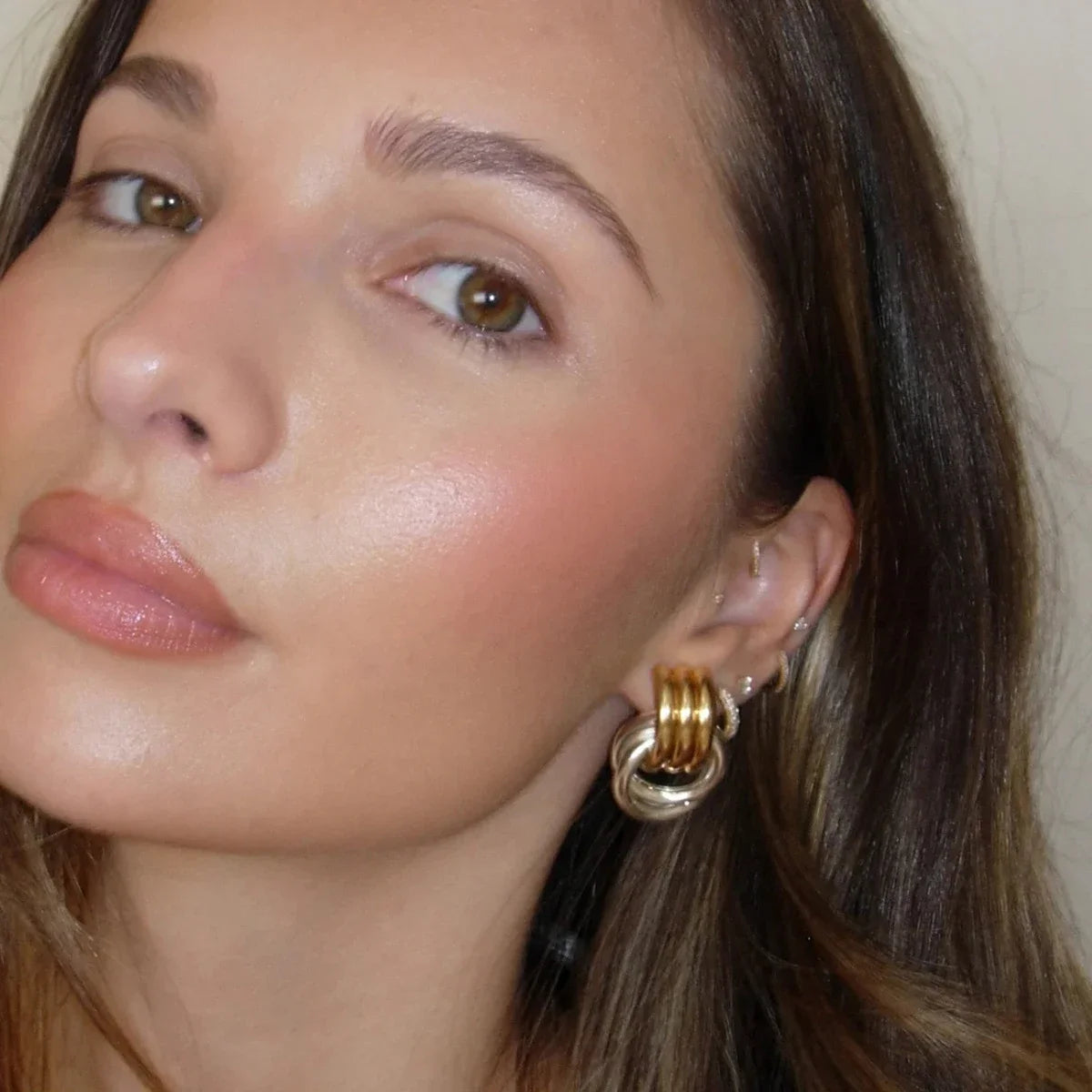 18K Gold Plated Multilayer Twist Knot Drop Earrings for Women – Stainless Steel Statement Jewelry