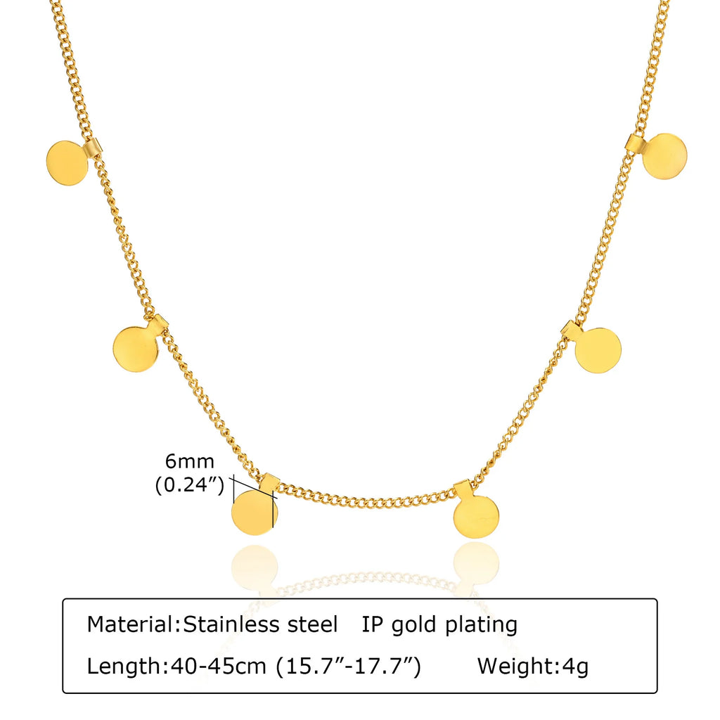 Gold Coin Disc Necklace for Women – Delicate Multi-Pendant Stainless Steel Chain