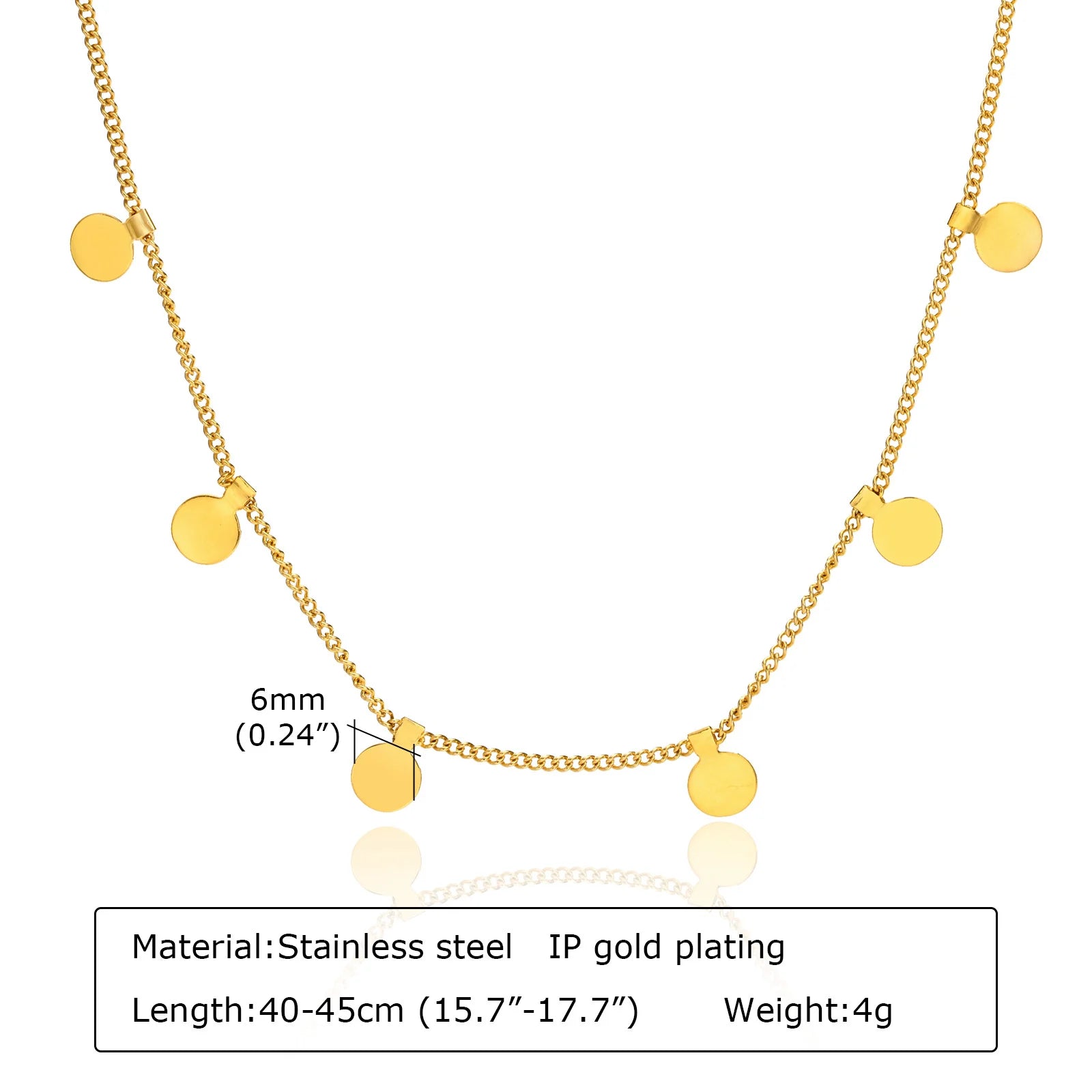 Gold Coin Disc Necklace for Women – Delicate Multi-Pendant Stainless Steel Chain