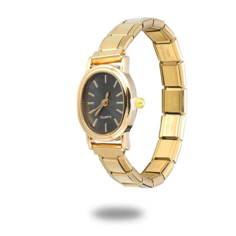 Fashion Women's Stainless Steel Oval Shiny Watch 9mm Fit Bracelet For Party Friend Wife Birthday DIY Jewelry Gifts